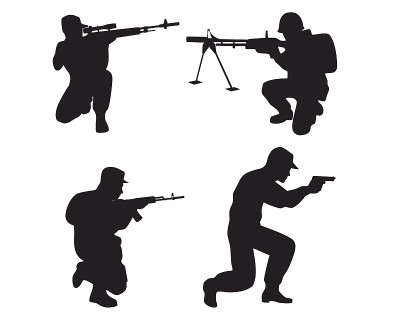 四个士兵轮廓