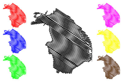 巴兰基利亚城(哥伦比亚共和国，大西洋部)地图矢量插图，涂鸦草图巴兰基利亚城地图