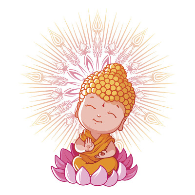 莲花上沉思的小佛。