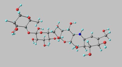 阿卡波糖分子结构孤立于灰色上