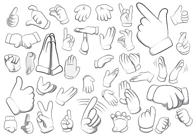 Vector set of cartoon hands.
