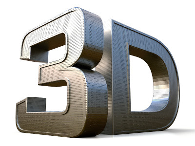 金属3D标志孤立在白色背景上具有反射效果