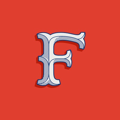 F字母标志在经典运动队风格。