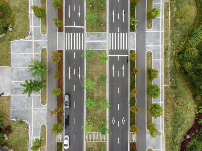 航拍城市花园路