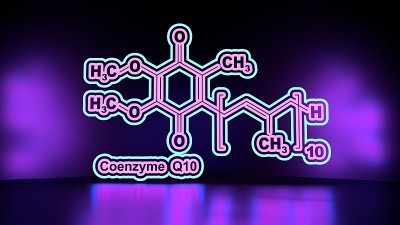 辅酶Q10的公式。细线风格插图