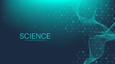 分子结构的背景。带有DNA分子的科学模板墙纸或横幅。六边形分子背景，波流。矢量插图。