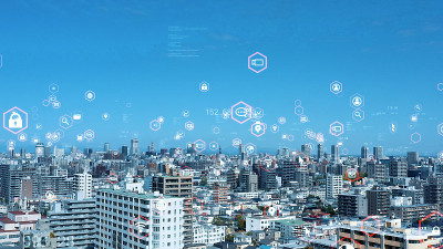 智慧城市与通信网络概念。5克。物联网(IoT)。电信。