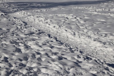 冬天雪地上的脚印