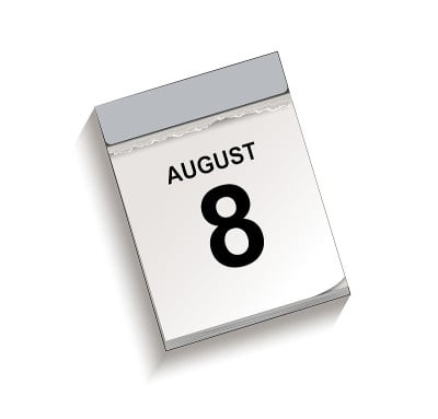 日历，撕下来的日历，日期是8月8日，