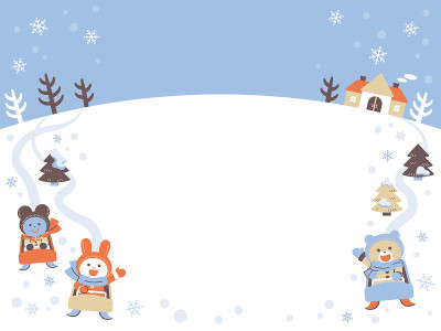 雪橇熊，兔子和老鼠/帧/ 4种颜色