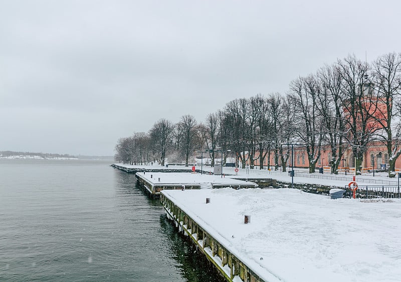 冬天，芬兰赫尔辛基的Suomenlinna