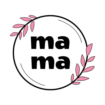 MAMA题词与花环排版海报。粉色和黑色。母亲节快乐的理念。矢量插图。