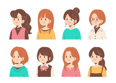 这是一套年轻女子的插图