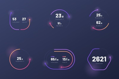 Set with collection of indicator template. Dashboa