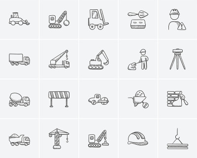 Construction sketch icon set
