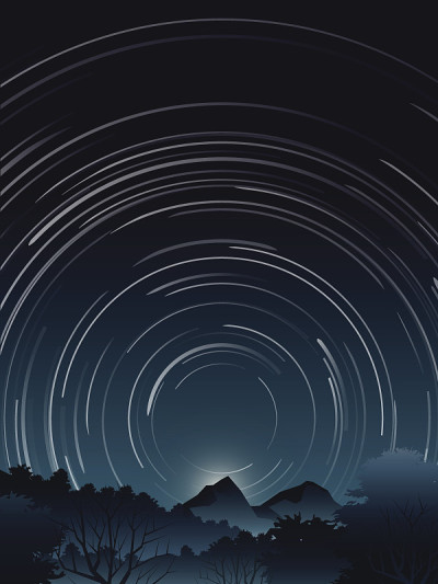 午夜时分，在森林深处的星星小径