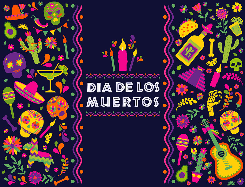 Dias de los Muertos typography banner vector. In E