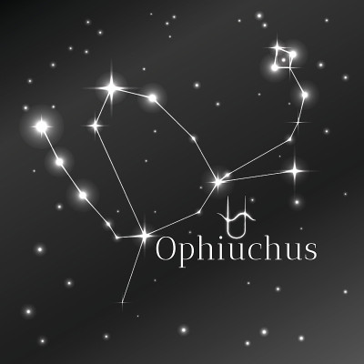蛇夫星座的秘密符号，星座，矢量艺术和插图。
