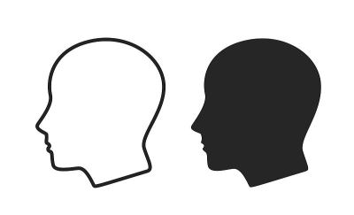人头图标集。线和黑人标志。网页设计符号和信息图形元素