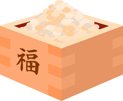 日本Setsubun的大豆被放进量箱