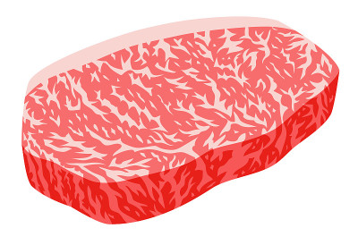 白色背景下的新鲜牛肉片