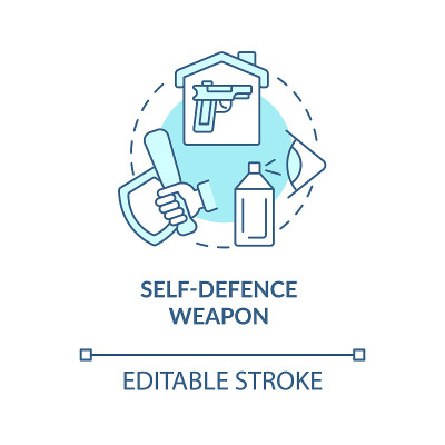 自卫武器蓝色概念图标