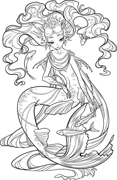 珍珠美人鱼的插图。