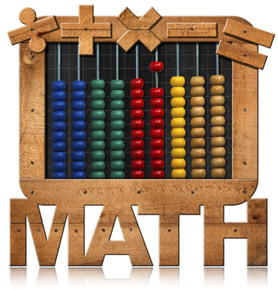 Abacus in a Blackboard with Text Math