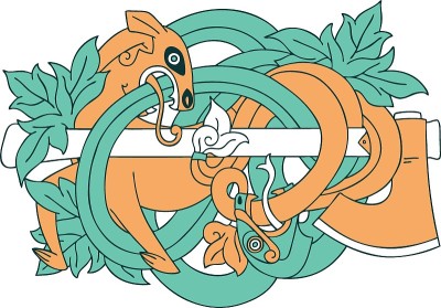 纹身风格的图标中世纪雕刻
