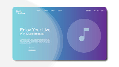 登陆页面模板的音乐巴拉达。音乐模板的网站页面。