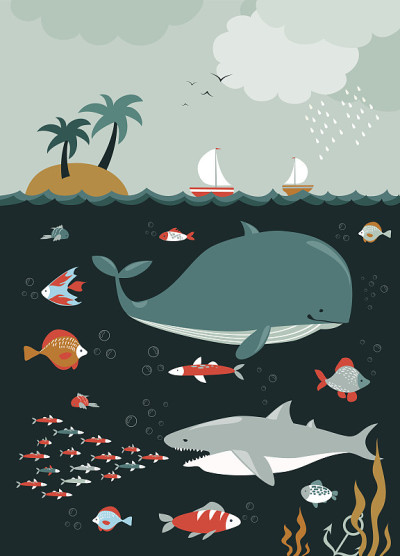 海洋生物。海底世界