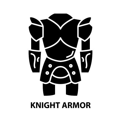 knight armor icon, black vector sign with editable