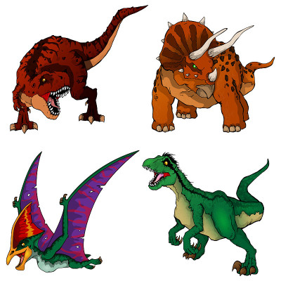 Set of dinosaurs. Isolated vector illustration.Tyr