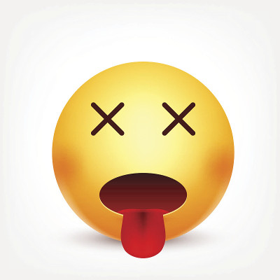 笑脸,疲惫的表情符号。黄脸带着情绪。面部表情。3 d现实emoji。有趣的卡通character.M