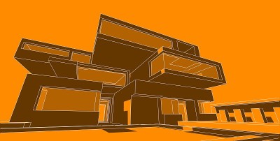 3D插图建筑建筑。