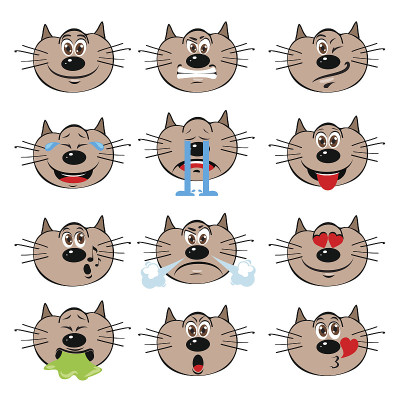 猫的表情符号集合的表情符号孤立的图标