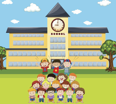 孩子们在学校做人体金字塔