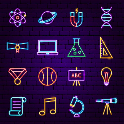 回到学校霓虹图标