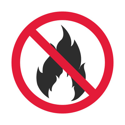 No Fire Vector Sign icon symbol, No flame sign ico