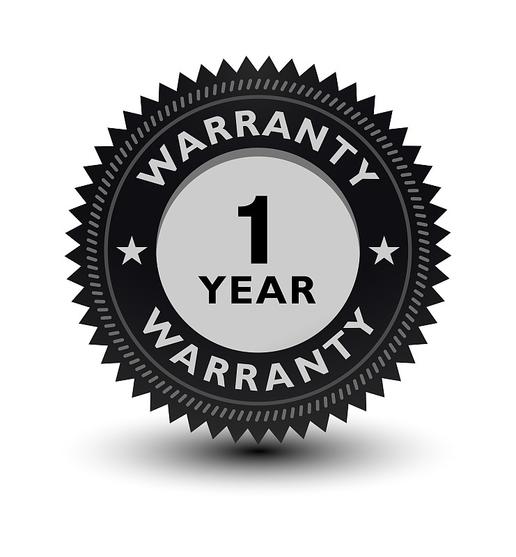 Silver/ grayscale color 1 year warranty banner, st