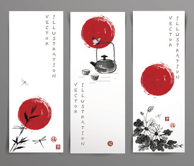 一套日本风格的手绘横幅
