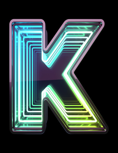 ∞氖字体。月后的光。字母K。