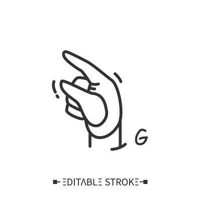 手势显示G字母线图标。可编辑的