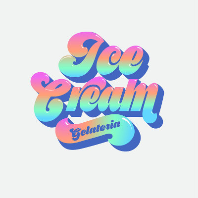冰淇淋咖啡馆。Gelateria标志的七十年代风格。