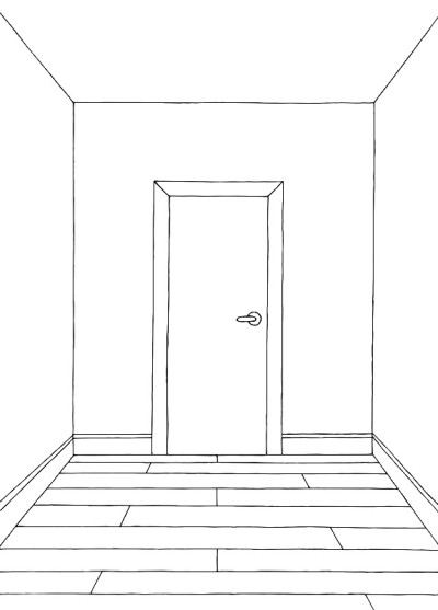 走廊图形黑白室内垂直素描插图矢量