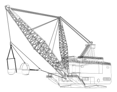 Dragline walking excavator. Vector