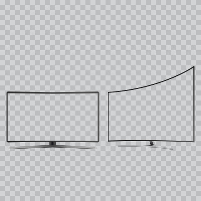 Realistic Curved TV monitor with transparent scree
