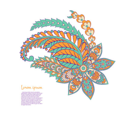 佩斯利矢量模式。孤立的亚洲插图