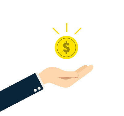 Money and hand illustration material