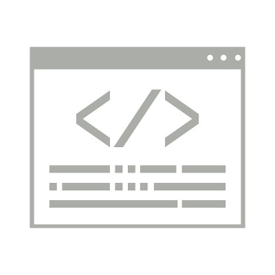 Browser window with a pair of brackets and a slash